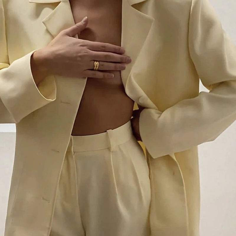 Peri'sBox 3 Sizes Double Layers Gold Rings Wide Titanium Steel Rings for Women Minimalist Plain Stackable Rings 2020 Fashion - Image 3