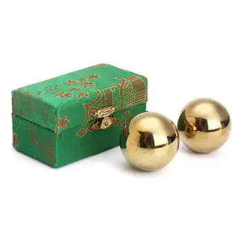 

2Pcs 42mm Diameter Metal baoding balls with ring tone fitness Chinese health balls hands exercise massage ball Random Color Box