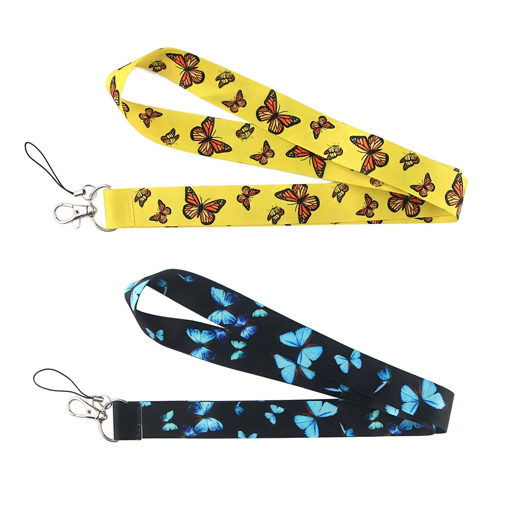 

SP455 butterfly Lanyards Cute Neck Strap Mobile Phone Keys ID Card Holder Lanyard For Keys DIY Hanging Rope Lanyards