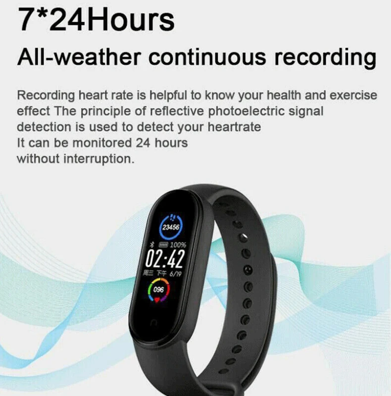 M5 Smart Bracelet Multifunctiona lBand Heart Rate Fitness Tracker Smartband Waterproof Wristband Bluetooth 5 Smart Watch Devices