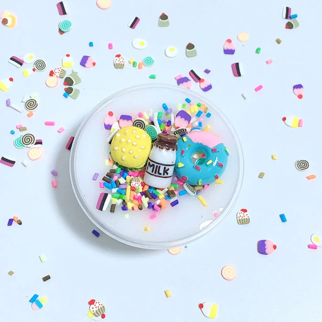 Уникальный Пластилин «сделай сам» Burger Char Milk Slime торт ко дню рождения слизь дети облегчение стресс игрушки Slime амулеты легкая глина антистрессовые игрушки