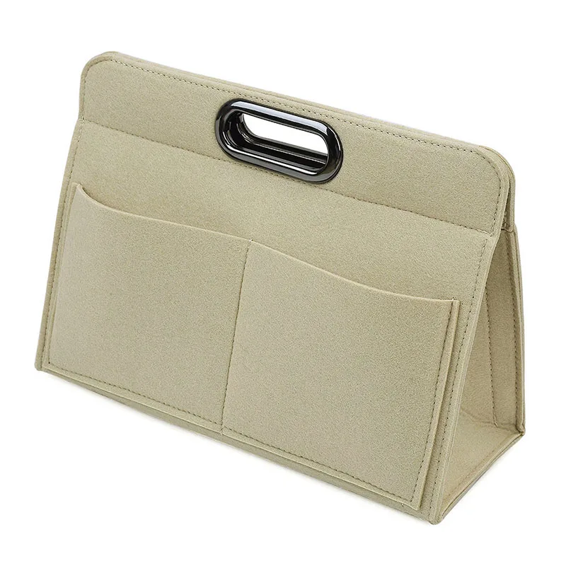 Beige Новые войлочные вставные сумки для сумочки, органайзер для макияжа, портативная косметичка для девочек, сумки для хранения туалетных принадлежностей, женские сумочки, косметичка - Цвет: Beige
