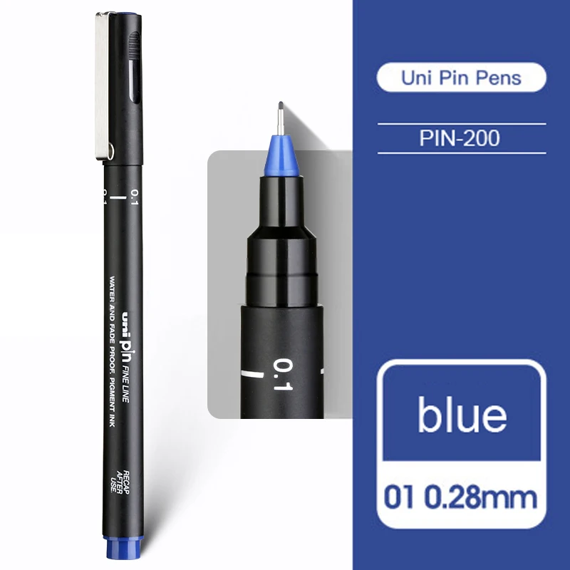 BU 01-0.28mm UNI чертежная ручка игла искусство рисования для учащихся ручка-закладка PIN-200 водостойкая картина ход линия рисования дизайн черная ручка - Цвет: BU 01-0.28mm