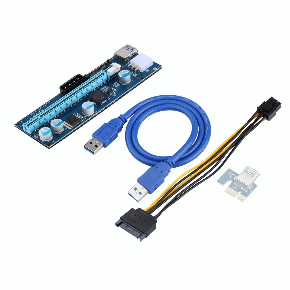 USB3.0 PCI-E Powered Express 1x to 16x Extender Riser Card Adapter Mining Conversion Wire 4 Pin Power Cable