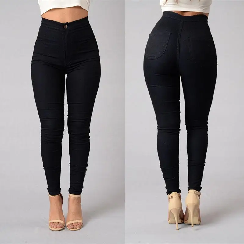 Джинсы с высокой талией, Стрейчевые узкие брюки-карандаш, женская одежда, брюки, сексуальные женские брюки размера плюс, обтягивающие джинсовые брюки, S-3XL