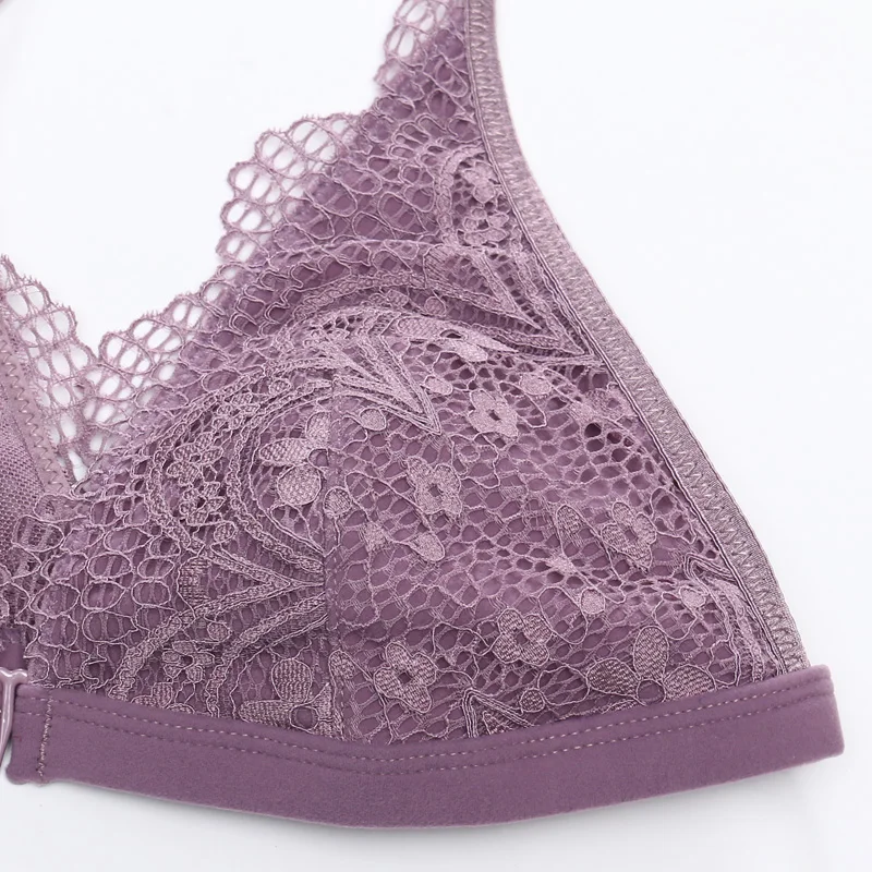 Спереди застежка набор бюстгальтеров французский Bralette Y линии ремни треугольник чашки сетки внутренняя без подкладки окуня провода дышащая