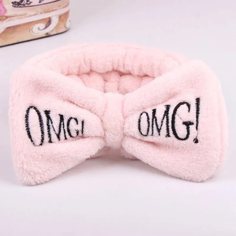Письмо "OMG" коралловый флис мягкий бант повязки для женщин девочек милый держатель волос повязки для волос аксессуары для волос. w