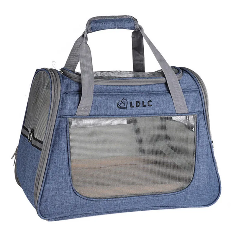 Новая большая боковая прозрачная сетчатая Дорожная сумка на одно плечо, переносная сумка для домашних животных, сумка для кошек,, sj-1-QS-008 - Цвет: Denim Blue