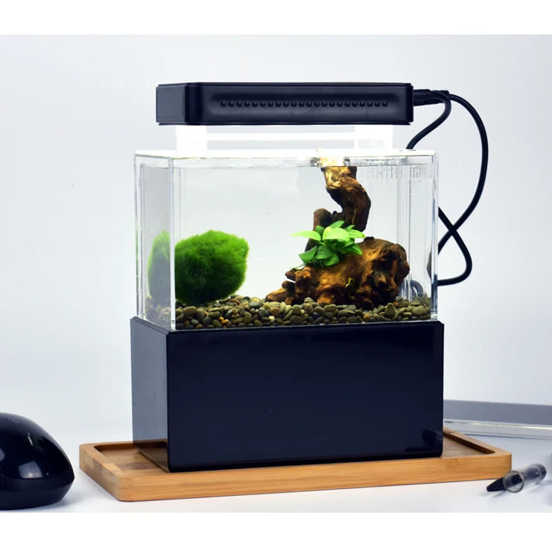 2019 Baru Mini Plastik Ikan Tank Portabel Desktop Aquarium Fish