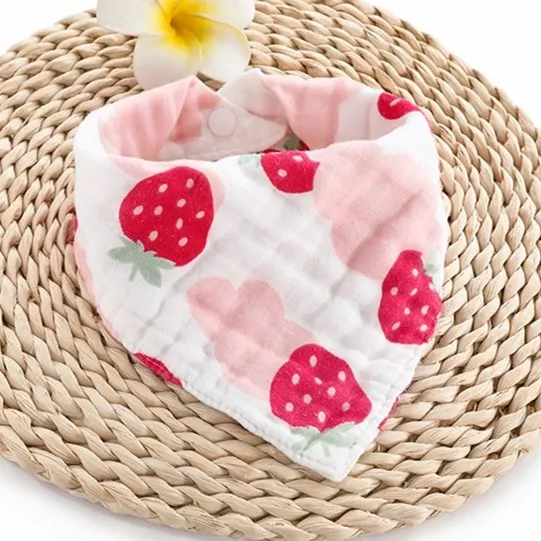Strawberry Муслиновые детские нагрудники для девочек и мальчиков; одежда для малышей; детская Бандана с принтом в виде животных; нагрудники; Bebe Smock Burp Cloths; Аксессуары для младенцев; детские вещи - Цвет: Strawberry