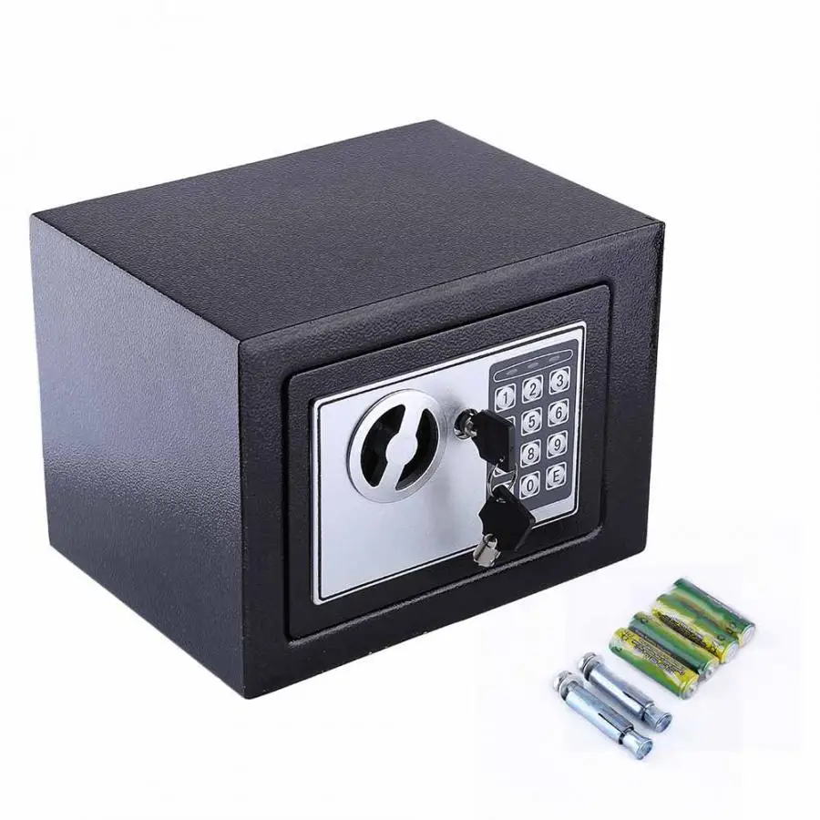 

6.4L Digital Security Lock Safe Box for Guard Money Cash Coins Jewelry Key Home Office Safety Security Lock Storage Boxes Black
