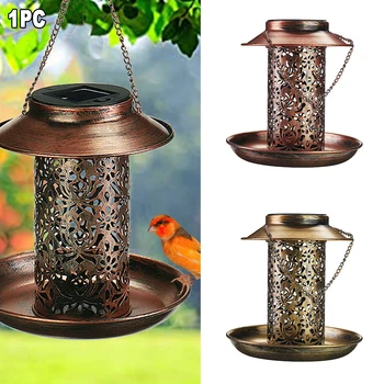 

Lantern Design Anti Rust Outdoor Garden Auto On Off Pathway Waterproof Hanging Bird Feeder Birdhouse 2 In 1 Solar Powered Carved
