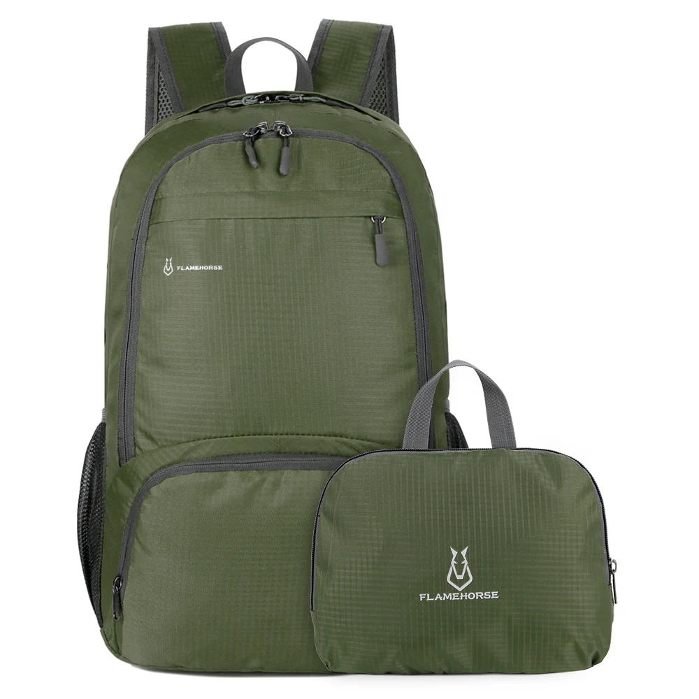 Легкий складной рюкзак для мужчин и женщин, водонепроницаемый рюкзак, рюкзак для путешествий, пеших прогулок, велоспорта, рюкзак для кемпинга, Наплечная Сумка - Цвет: Army green