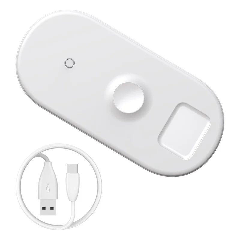 Baseus Smart 3 в 1 Qi Беспроводное зарядное устройство для Apple Watch iPhone XS samsung S10 10 Вт 3,0 Быстрая зарядка для i Watch и наушников - Тип штекера: White