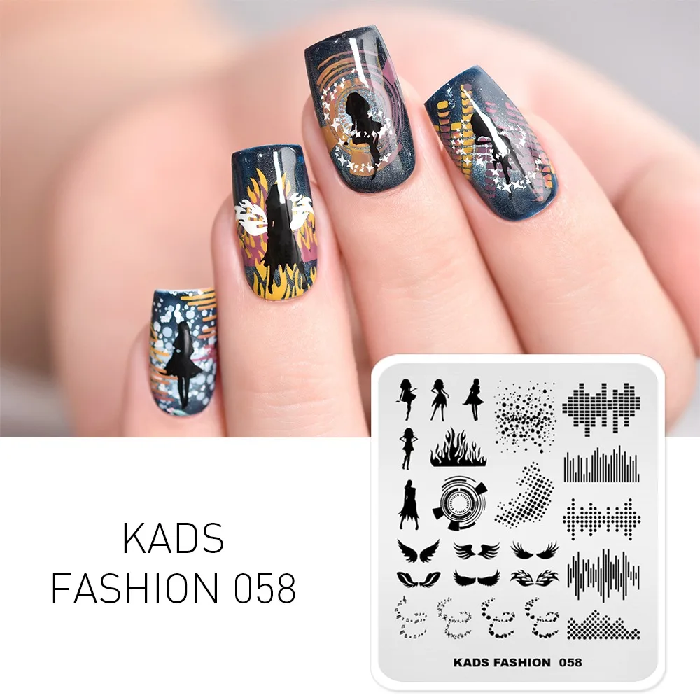 Fashion 058 KADS стемпинг ногтей природа ногтей штамповки пластины Мода из нержавеющей стали для украшения ногтей стемпинговая пластина - Цвет: Fashion 058