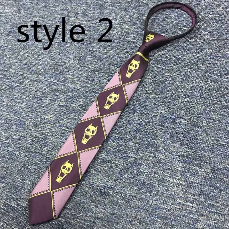 style2-purple Аниме JoJo невероятное приключение галстуком-бабочкой Косплэй реквизит для костюмов аксессуары нашейные аксессуары Кира Yoshikage убийца королевы на Хэллоуин Галстук с изображением черепа - Цвет: style2-purple