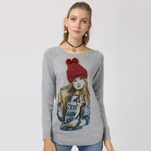 Sweater Woman Loose Pullover O Neck Long Sleeve Jumpers Lovely Girl Printed Knitted Sweaters Autumn Winter Sweter Damski 2020