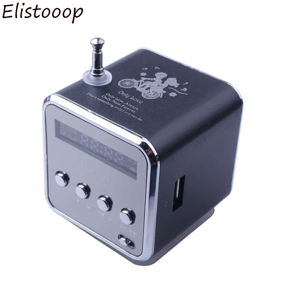 Elistoooop TD-V26 мини радио Fm цифровые портативные колонки с Am Fm радио приемник Поддержка SD/TF карты для Mp3 плеера