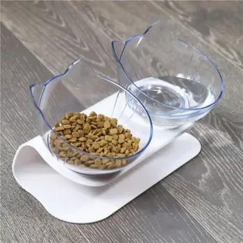 

Double Bowl Cat Feeder Raised Cat Food Water Bowls With Stand No Spill Reduce Pets Neck Pain For Cats Small Dogs