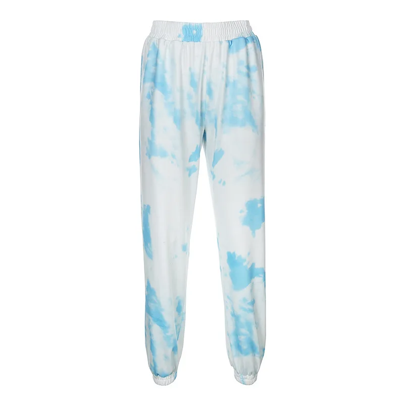 Tie Dye Set Two Piece Outfit Summer Streetwear Sleeveless Crop Top Colorful Pleated Sweatpants Tracksuit Women Lounge Wear