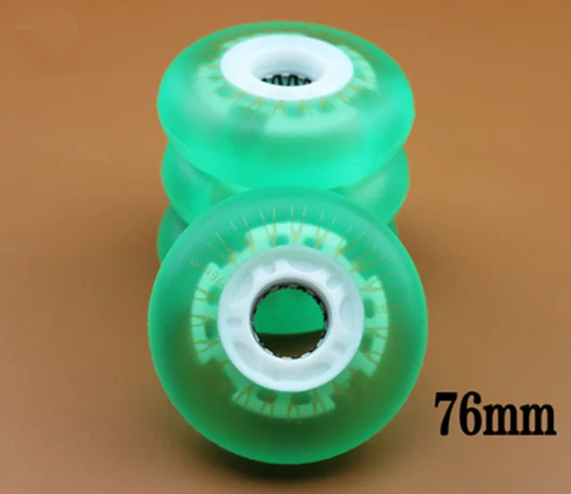 Green light 76mm Новое поступление! 92A супер яркость светодиодный флэш-колесо для роликовых коньков 80 мм 76 мм 72 мм роликовых коньков rodas магнитный сердечник 4 шт./партия - Цвет: Green light 76mm