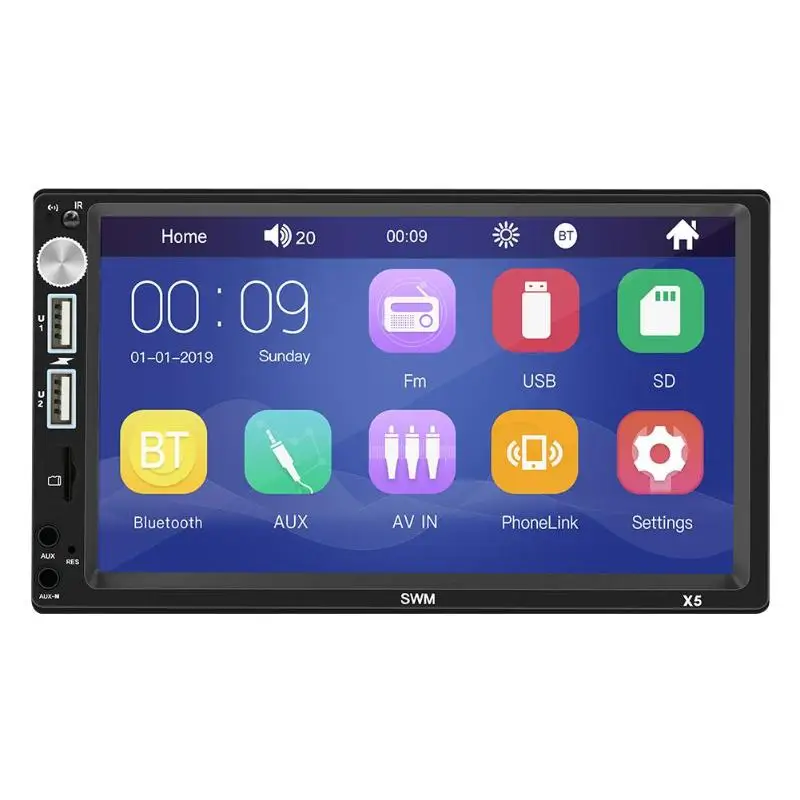 Двойной 2 DIN стерео 7 дюймов Bluetooth AUX RCA FM радио головное устройство SWM X5