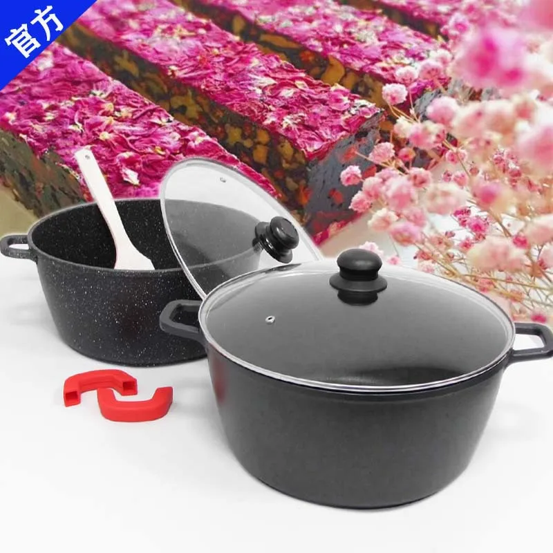 

Boil Donkey-hide Gelatin Cake for Pot Non-stick Pot Donkey-hide Gelatin Pot Send Wooden Turner Stew Pot Double Bottom Commercial