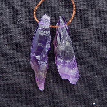 

Natural Semi-precious stones, Jewelry accessories Amethyst Earring Bead 40.5x9x9mm，37x11x8mm，7.5g