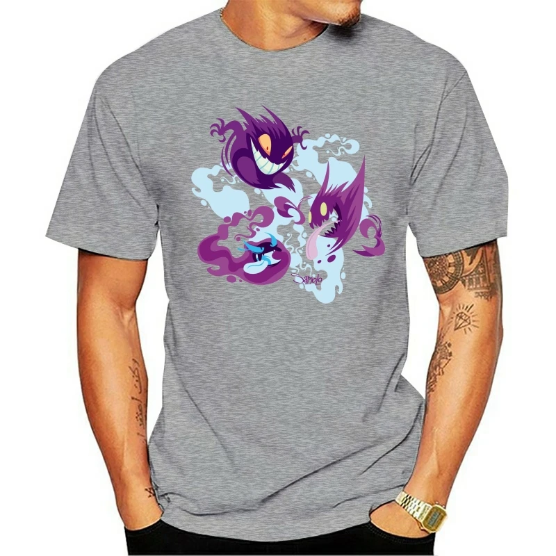 

t shirt Men Gastly Haunter and Gengar High Quality Cotton Short Sleeve Tee Fashion Print Casual White Tops S-4XL women