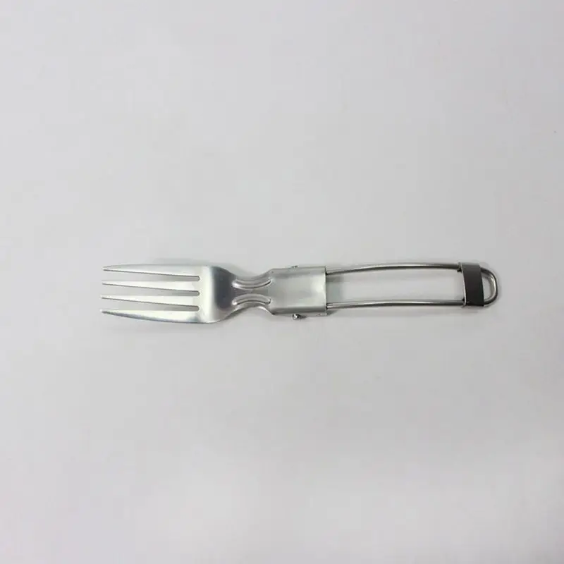 Outdoors Picnic Tableware Set Stainless Steel Foldable Knife Fork Spoon also for Camping Traveling with Storage Bag AHPU