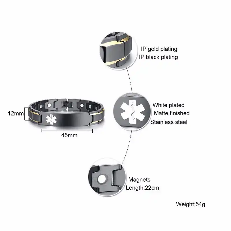 Vnox Just throw me in the trash Men Medical Alert ID Bracelet Black