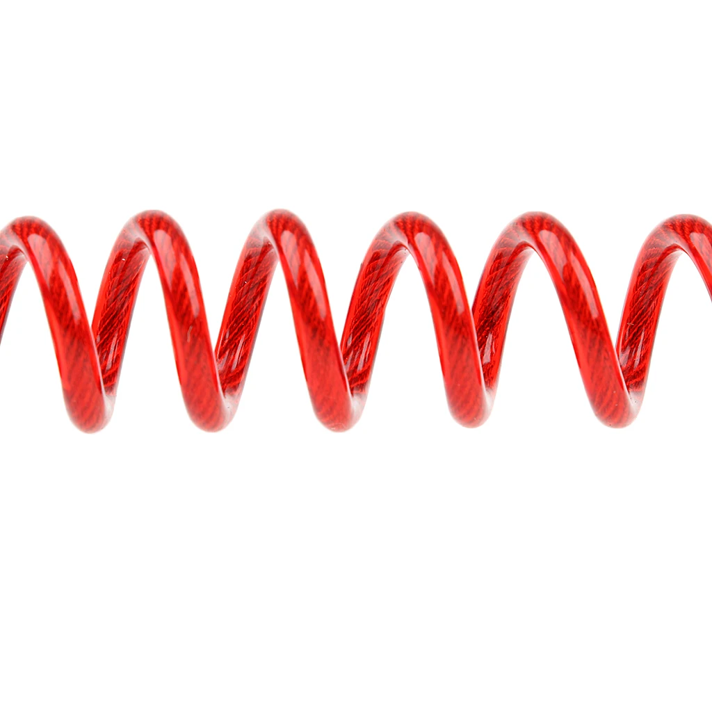 1.5m Safety Lanyard Spring Coil Rope Disc Brake Lock Reminder Cable Red