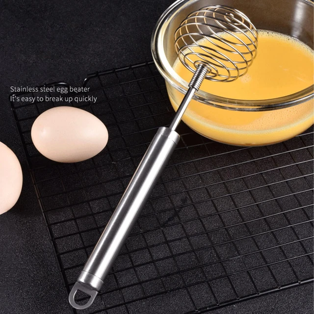 1pc Silver Stainless Steel Semi-automatic Egg Beater, All
