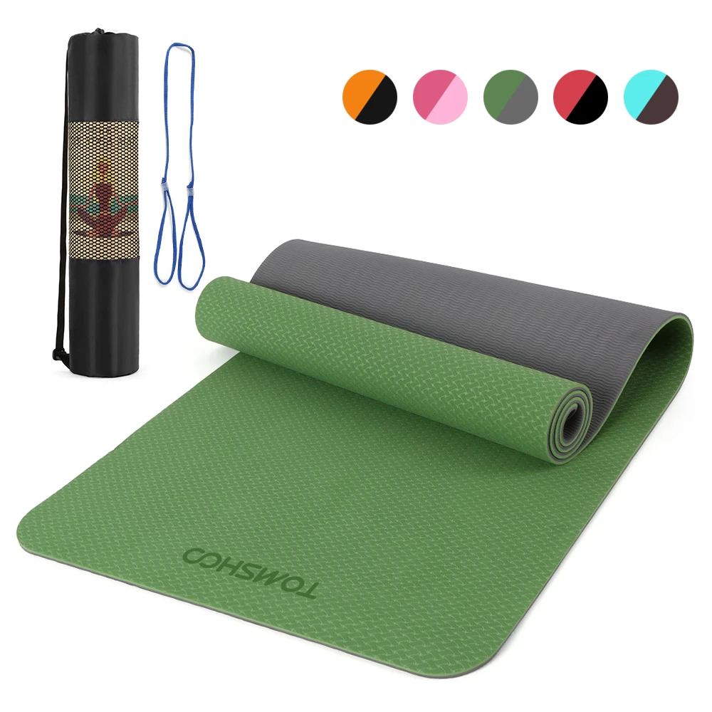 Yoga Mat Non Slip TPE Yoga Mats for Women Men 1/4 1/3 1/2 inch Thick Eco Friendly Fitness Exercise Mat with Carrying Strap Workout Floor Exercises Mats for Home Pilates 