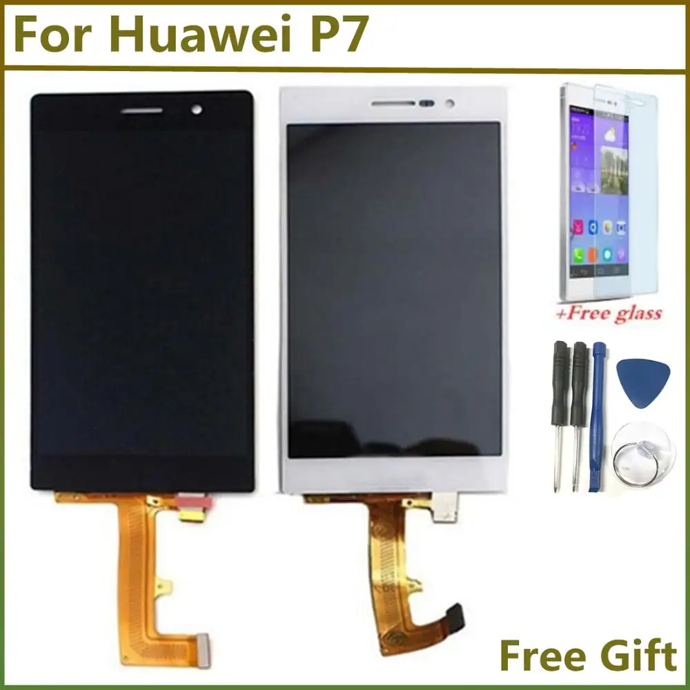 Goedkoop Zwart Wit LCD Touch Screen Voor Huawei P7 LCD Display Touch Screen Digitizer Vergadering Voor Huawei Ascend P7 P7 L00 P7 L05 p7 L10