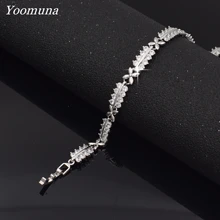 Популярная цепочка, браслеты для женщин, кубический цирконий, камень, цветок, лист, браслет, высокое качество, кристалл, серебро, браслеты, ювелирные украшения