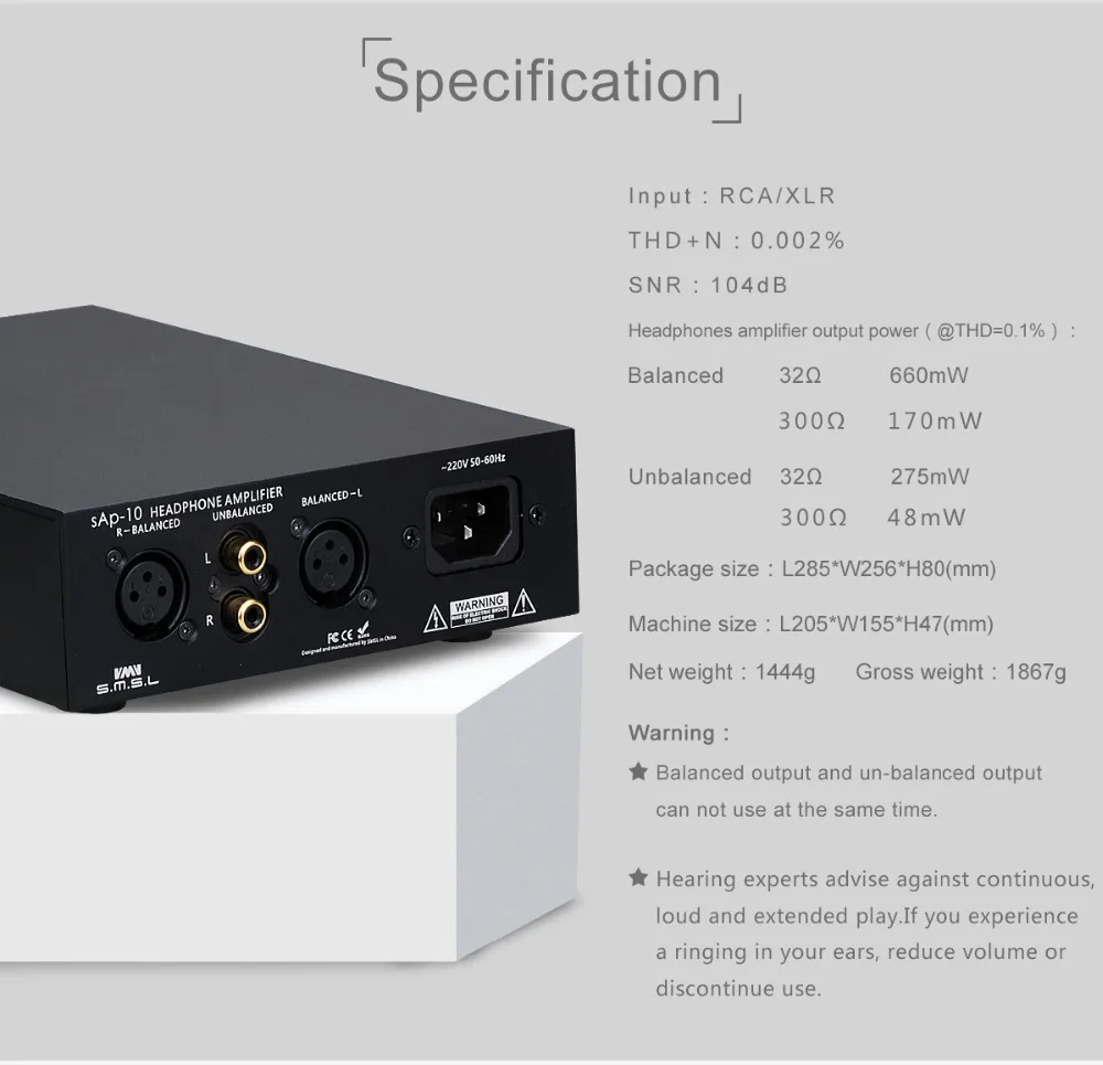 SMSL SAP-10 Мини HIFI аудио баланс Настольный усилитель для наушников поставка TPA1620A2 чипы черный 6,35 мм разъем выход