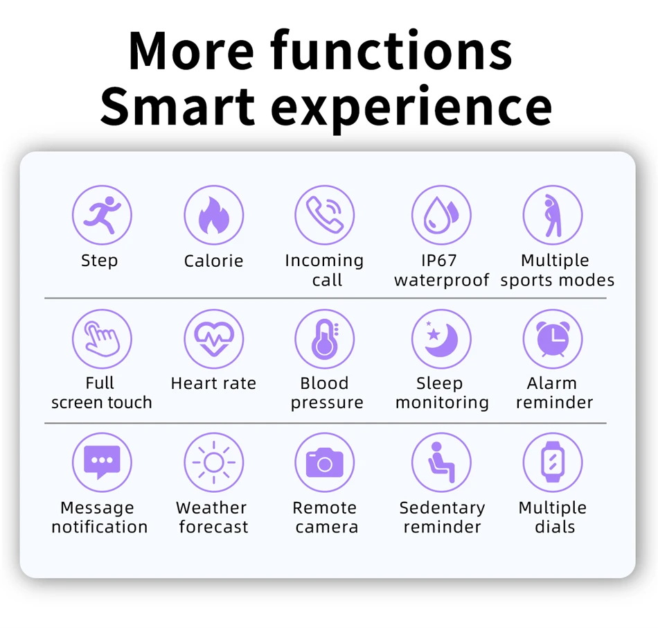 Men Women Smart Watch Full Touch Screen Watches Sport Fitness Tracker IP67 Waterproof Bluetooth Weather Forecast Smartwatch 2021