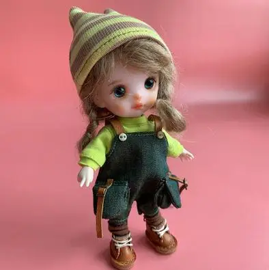 hat shirt pants sock 1 комплект, Модный комбинезон+ футболка с длинными рукавами+ носки+ шапка, одежда для OB11, GSC, 1/12 BJD, костюм куклы, аксессуары - Цвет: hat shirt pants sock