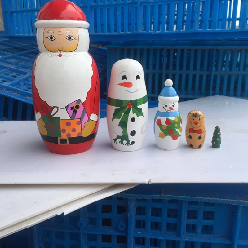 Деревянные Matryoshka для мальчиков и девочек, куклы, игрушки, русские Матрешки, лучшие пожелания, подарок на Рождество и год, ручная работа