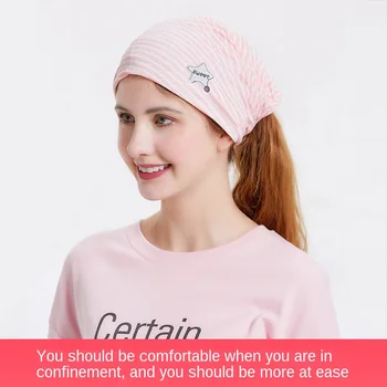 

Pregnant Women Cap Summer Thin Cotton Windproof Hats Postpartum Confinement Warm Hat Scarf Women Protective Maternal Hat Fashion