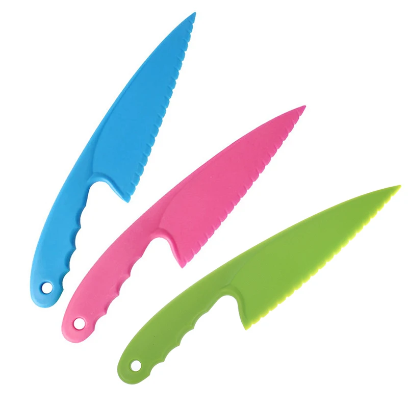 Cake Knife Kitchen Safety Cooking Children Practice Knives Plastic Serrated Baking Bread Kids Knife Vegetable Salad