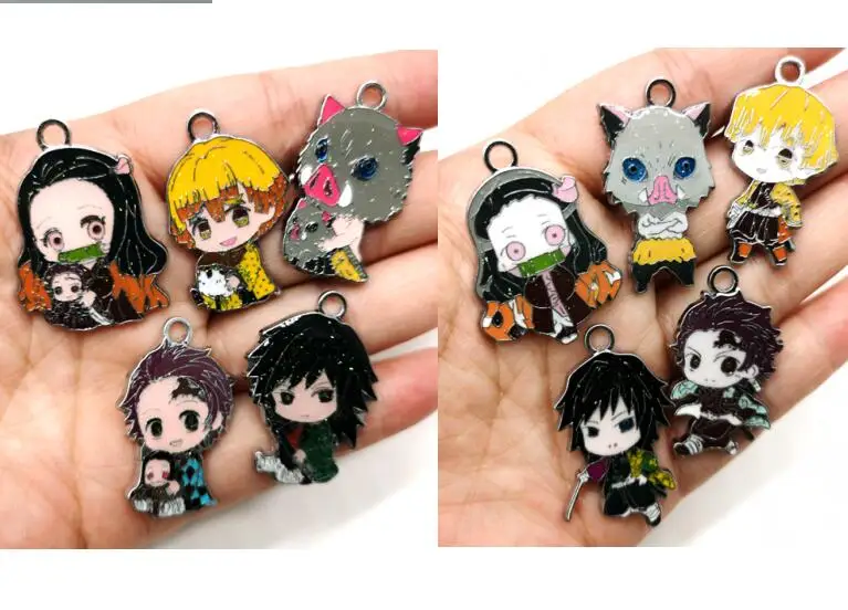 50 шт. Японские Аниме Kimetsu no Yaiba DIY эмалированные Металлические Подвески Ювелирные