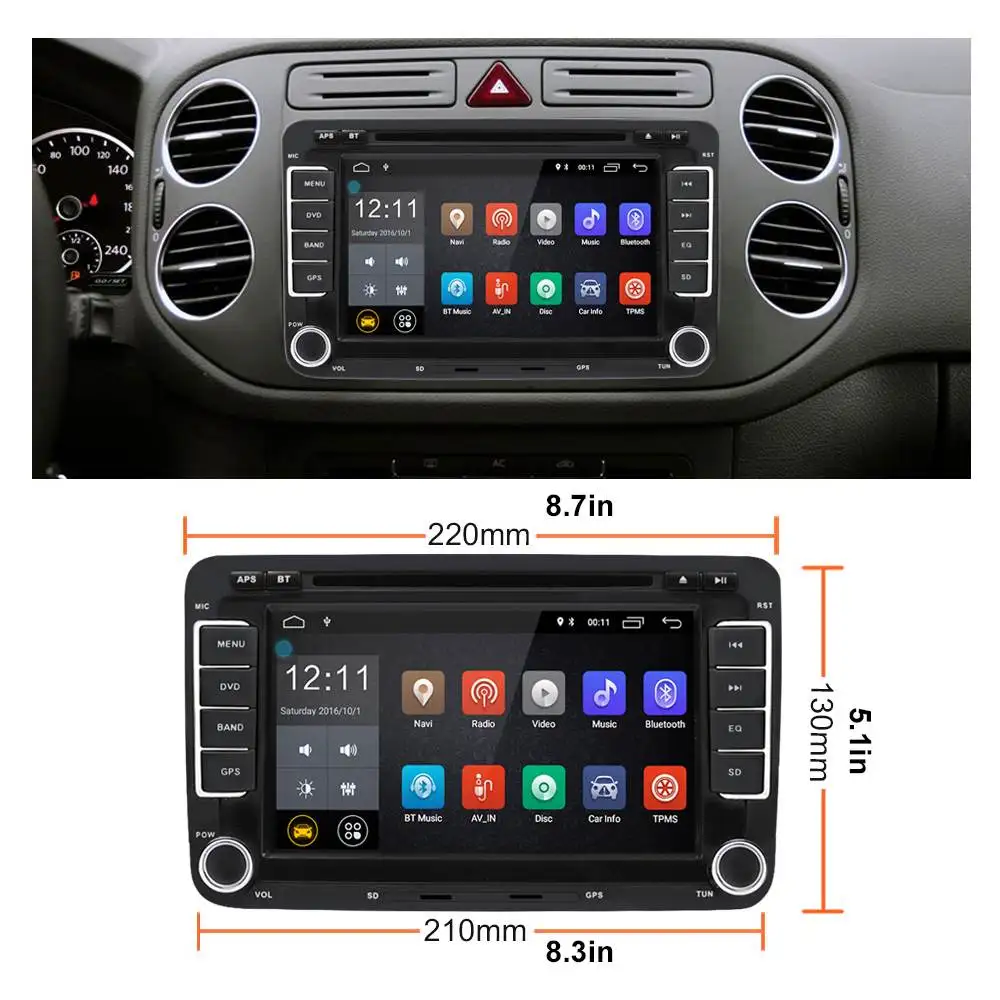 Clearance 7 Inch 2 DIN Android Car Stereo Radio Multimedia Player 1G+16G Touch Screen GPS bluetooth For VW Passat Golf Jetta Seat Skoda 5