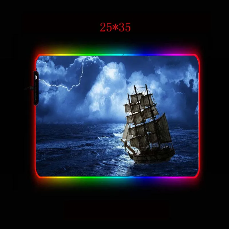 Yuzuoan XXL Парусная игра коврик для мыши RGB геймер большой светодиодный USB Красочный Офисная Клавиатура Настольный коврик ПК ноутбук Настольный коврик