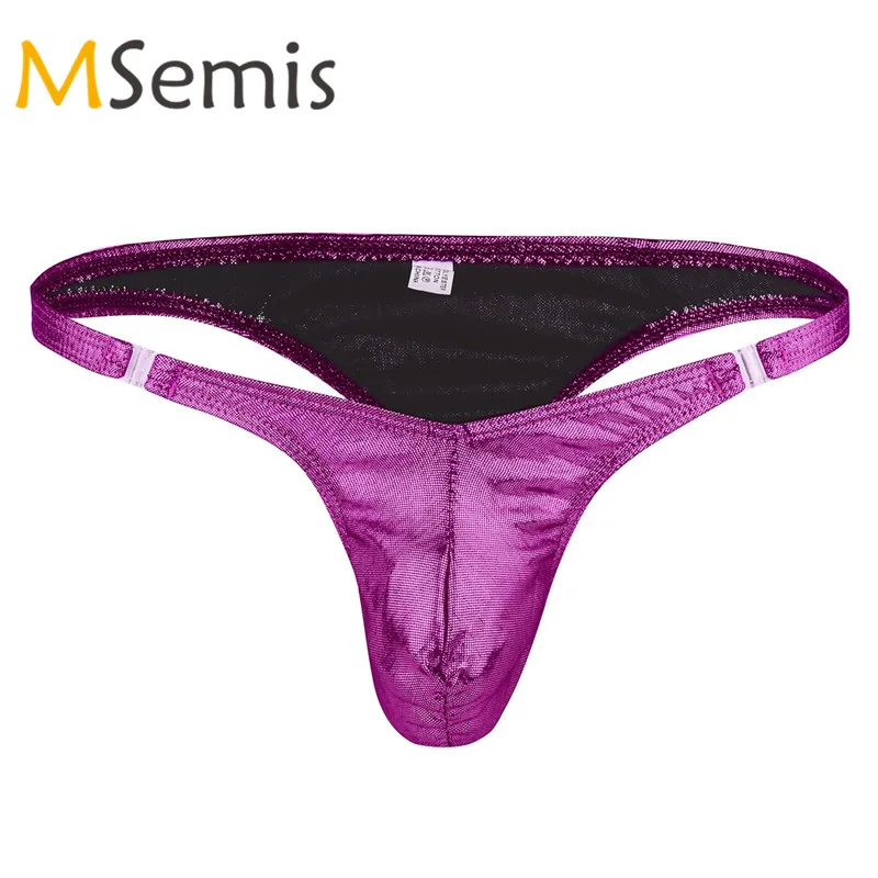 

Gay Swimwear Mens Shiny Swimsuit Underwear Lingerie Low Rise Bulge Pouch Swimming Truck G-string Thong Bikini Male Thong Panties