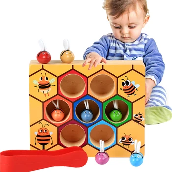 

Catch Bee Family Game Wooden Toys For Children Beehive Game Kids Early Learning Educational Toy Wooden Blocks Boys Toys