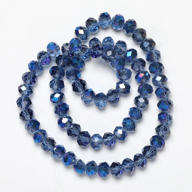 

1 Strand New Blue Shadow Half Coating Faceted Glass Roundell Beads Crystal Beads for Jewelry Making Diy Beads for Bracelet