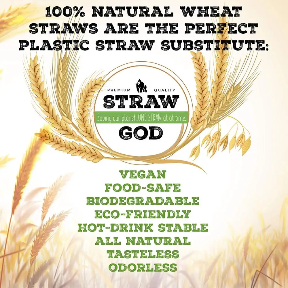 100pcs Disposable Wheat Straw Drinking Straws Eco-Friendly Natural Portable Bar Party Accessory