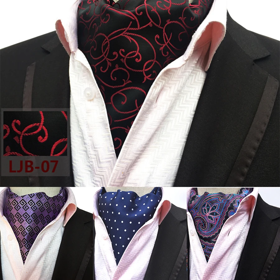 Cravat Ascot Neck-tie Polka Dot Paisley Silk Ties Red Bule Fashion British gentleman scarf Cravat Suit for Men Business Party